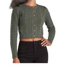 Wild Fable Sweater Dark Green Button Cardigan